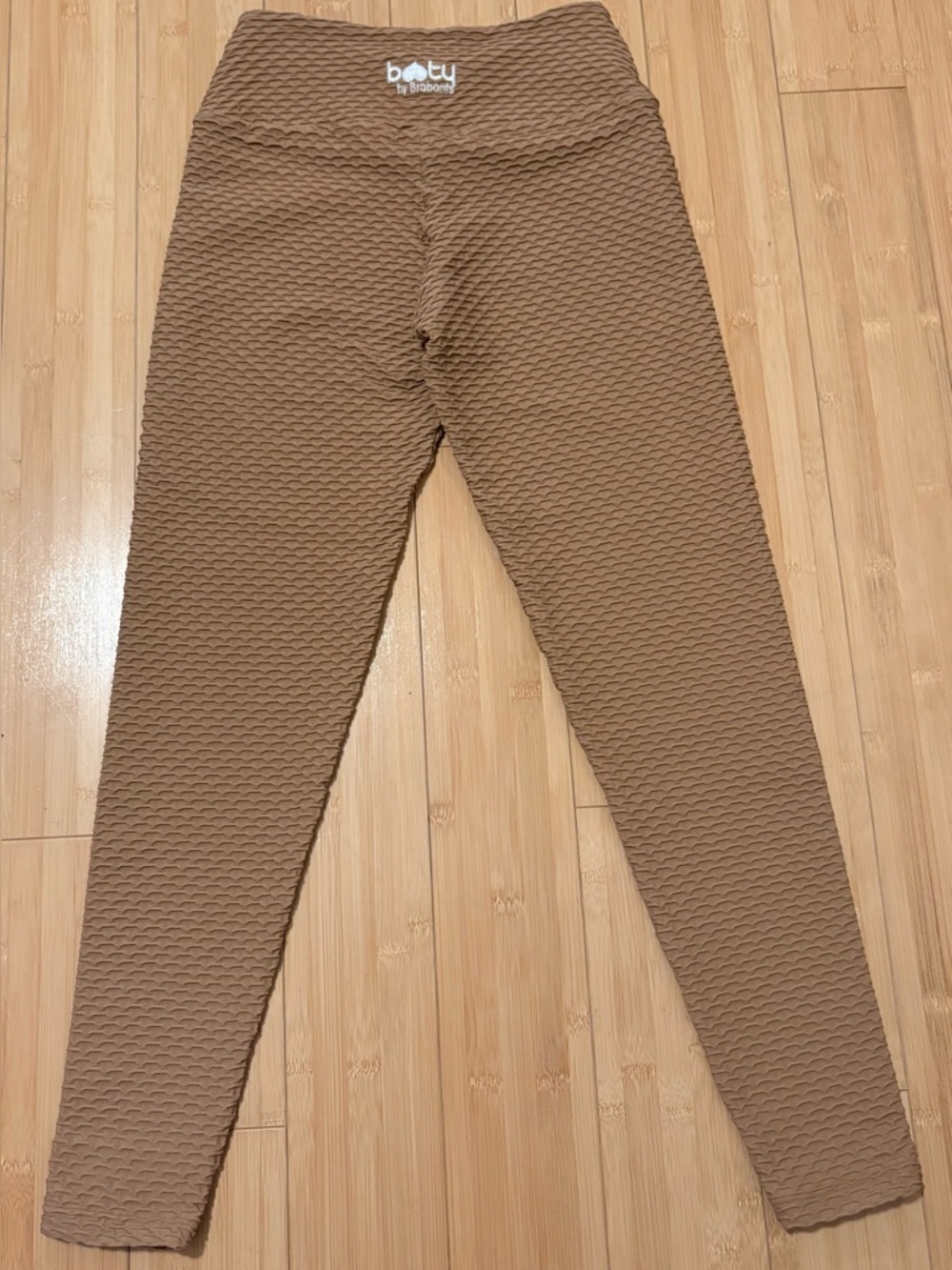 Booty by Brabants Leggings Brown Honeycomb Textured High Waist